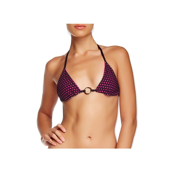 new Beach Bunny ✶ Locals Only Bikini Top ✶ Pink with Black Mesh Overlay ✶ Dots - Picture 3 of 16